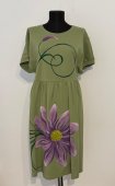 Rochie verde fistic  Floare mov