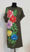 Rochie kaki Flori multicolore