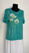 Tricou tourquoise   Flori albe  diafane