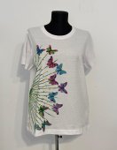 Tricou alb   Evantaiul fluturilor multicolori